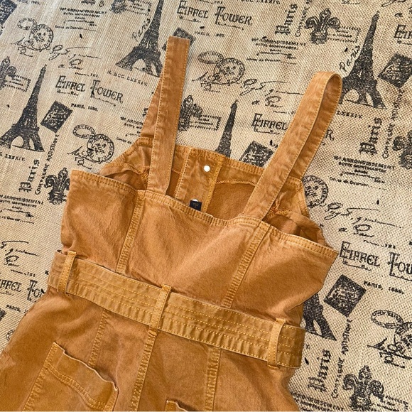 Universal Thread NWOT! Mustard Yellow Duck Stretch Denim Overalls Romper Size 2 - Picture 13 of 16